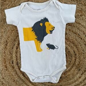 Winter Water Factory Baby 3-6 Months Onsie Organic Cotton Lion Mouse